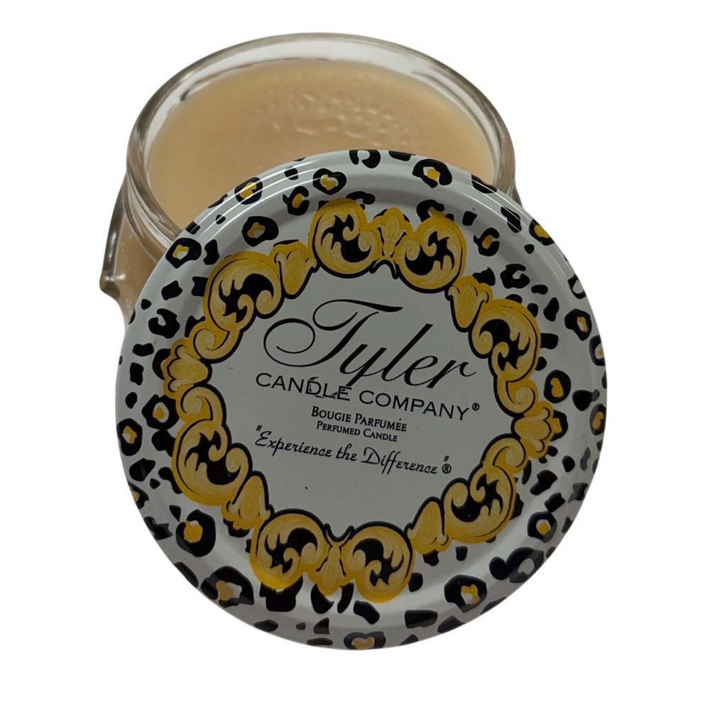 Tyler Candle Company Patchouli Perfumed Candle 3.4 oz Jar Leopard Print Lid